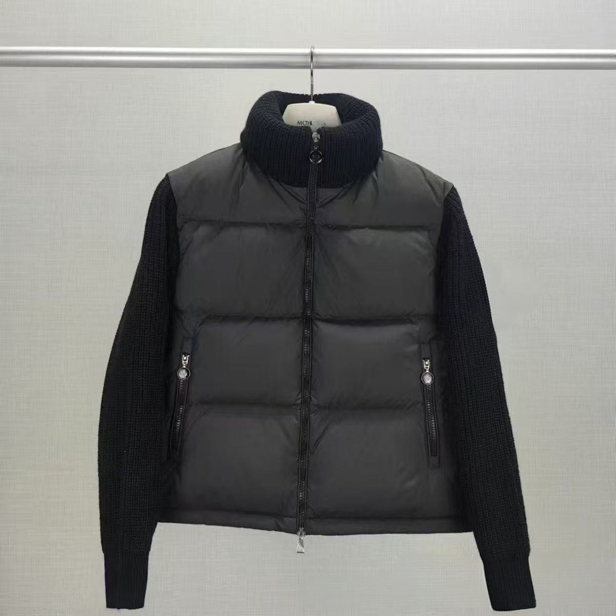 Mon Clear Puffer Jacket Winter Women Down Parkas Monclrear Doudoune Puffer Stand Collar Knitted Splicing Sweater Down Monlclrea Jacket Fluffy Coat 3