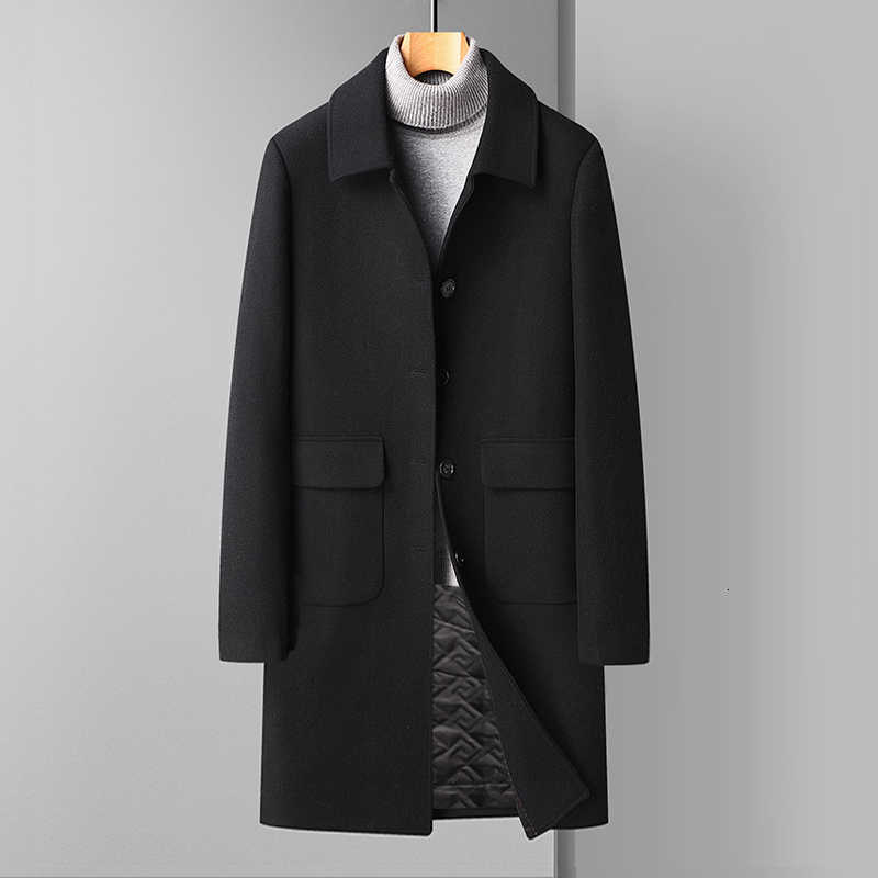 2025 Men's New Wool Blends Winter Men's Casual Woolen Coats High-Quality Thicken Long-Length Wool Windbreaker Jackets Outwear Warm Overcoa