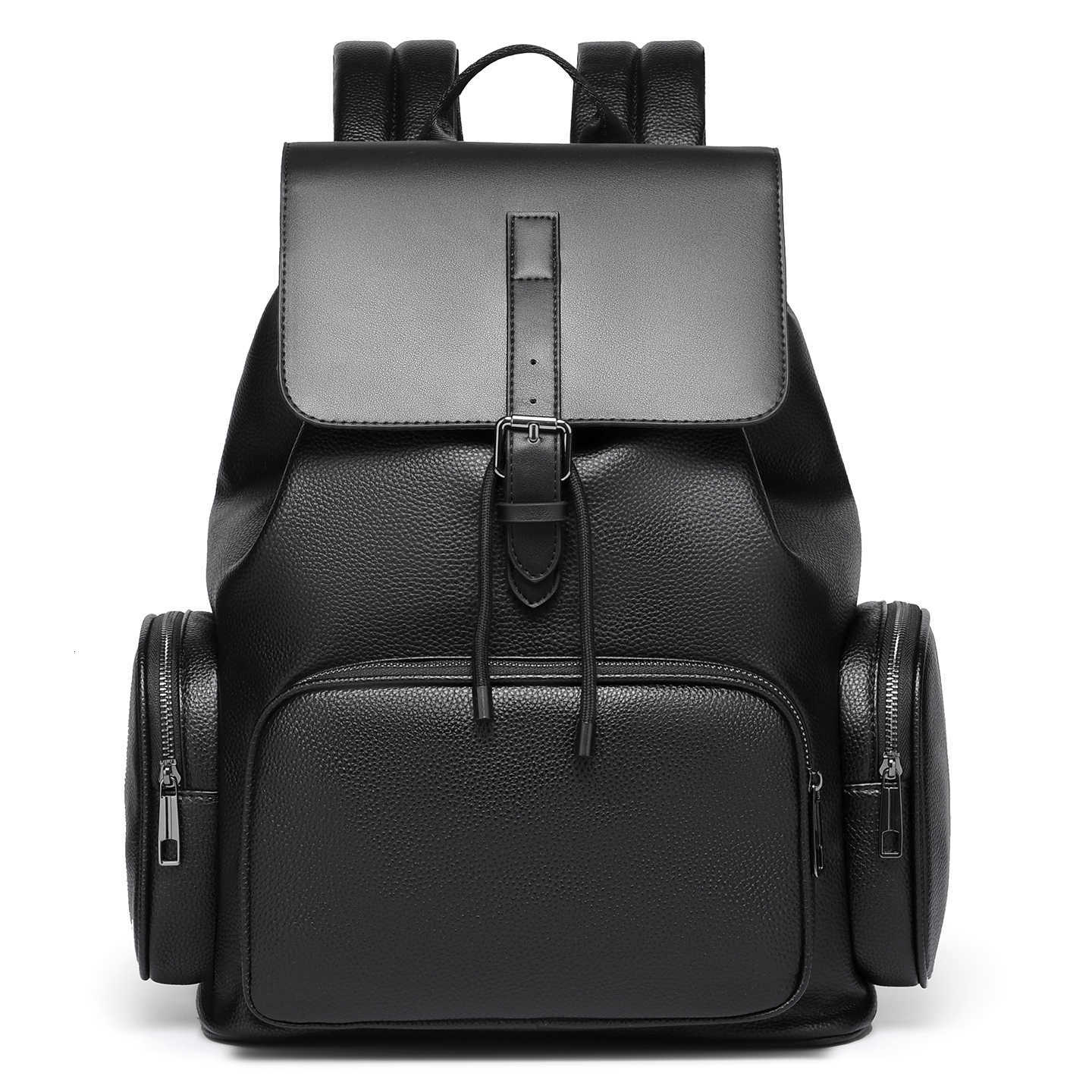 Business Backpack Style 2026 Fashion Laptop Backpack Men's Leather Large Capacity College Student Schoolbag Waterproof Travel Boarding Backpack