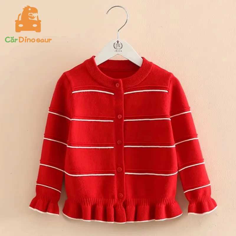 3-12 Pullover 2025 Autumn Spring Years Old Teenage Christmas Gift Children'S Baby O-Neck Ruffles Knitted Kids For Girls Cardigan Sweaters C2609
