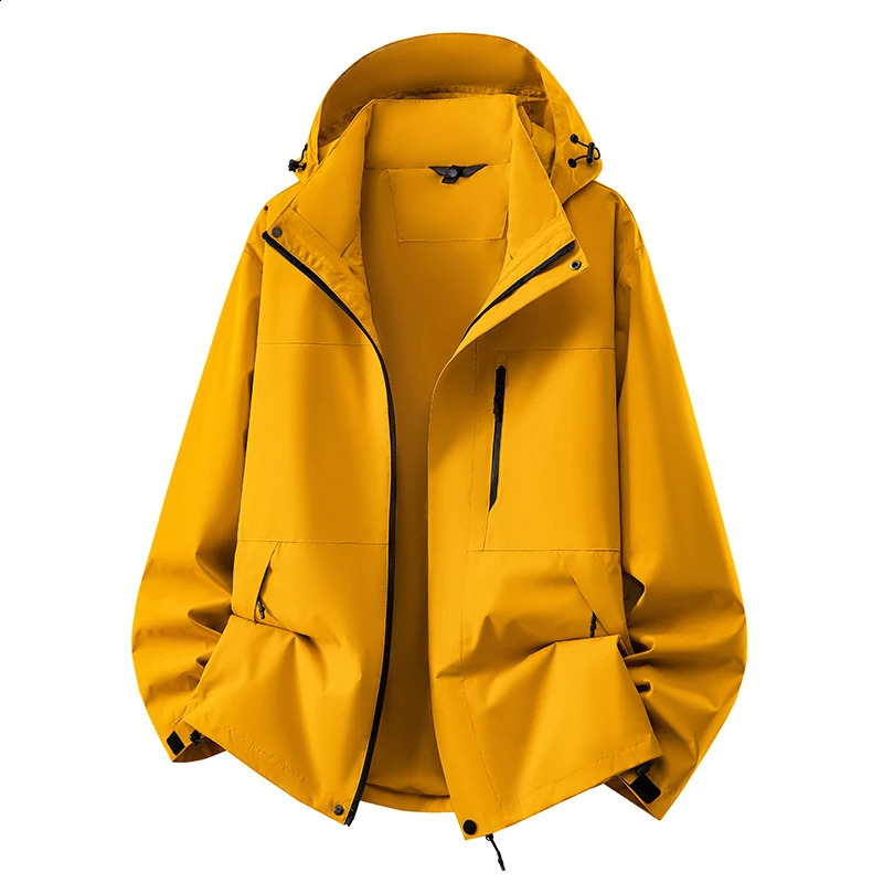 Spring Autumn Men's Waterproof Jacket Solid Hooded Windproof Outwear Couple Coat Fashion Streetwear Sports Jacket Plus Size 5XL 260921