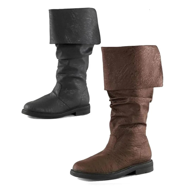 Medieval Men Knight Prince Cosplay Gothic Retro Punk Leather Boots Halloween Carnival Stage Party Props Shoes Elf Vintage Boot 260918