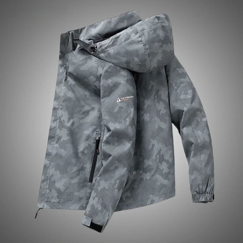 Hooded Hiking Jacket Men Outdoor Bomber Jackets Waterproof Windbreaker Spring Autumn Sports Casual Cargo Jackets Mens Coats 260921
