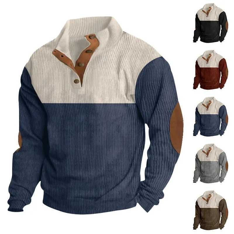 2025 Spring Autumn Comfortable Men's Casual Corduroy Multi-color Button Turn-down Collar Sweatshirt Men Slim Pullover Hoodie Top S260922LEGQ