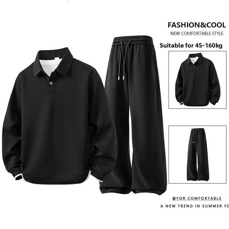 Tracksuits plus Size Men's Men's Spring Autumn Set TZ07 Big Shirt Collar Hoodie And Pants Korean Design Casual Comfortable Breathable Swea