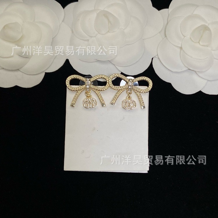 jewellery designer for women High quality letter full diamond butterfly knot earrings a delicate and luxurious of jewelry for women cc Earrings