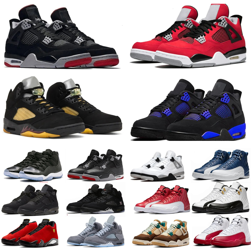 Fashion Style 5s 12s 4s Basketball Shoes Mens Trainers Black Cat 2025 Military Black Black Canvas Black Cat Designer Sneakers Sports Shoes