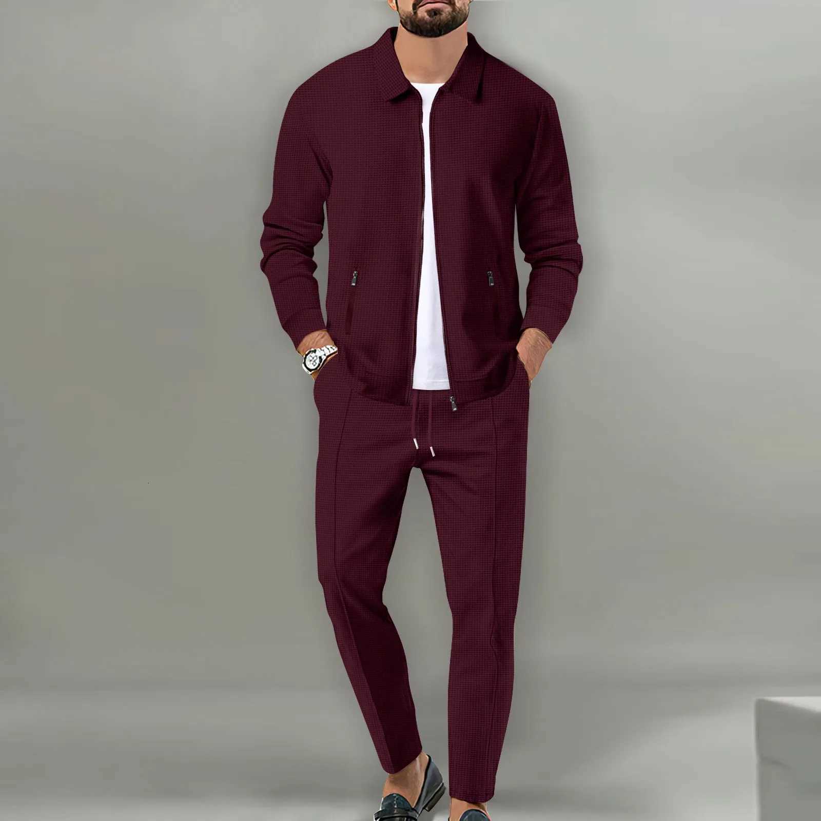 Tracksuits The new Men's 2025 spring and autumn sports men's youth popular solid color jacket trousers two leisure sports suit J260921