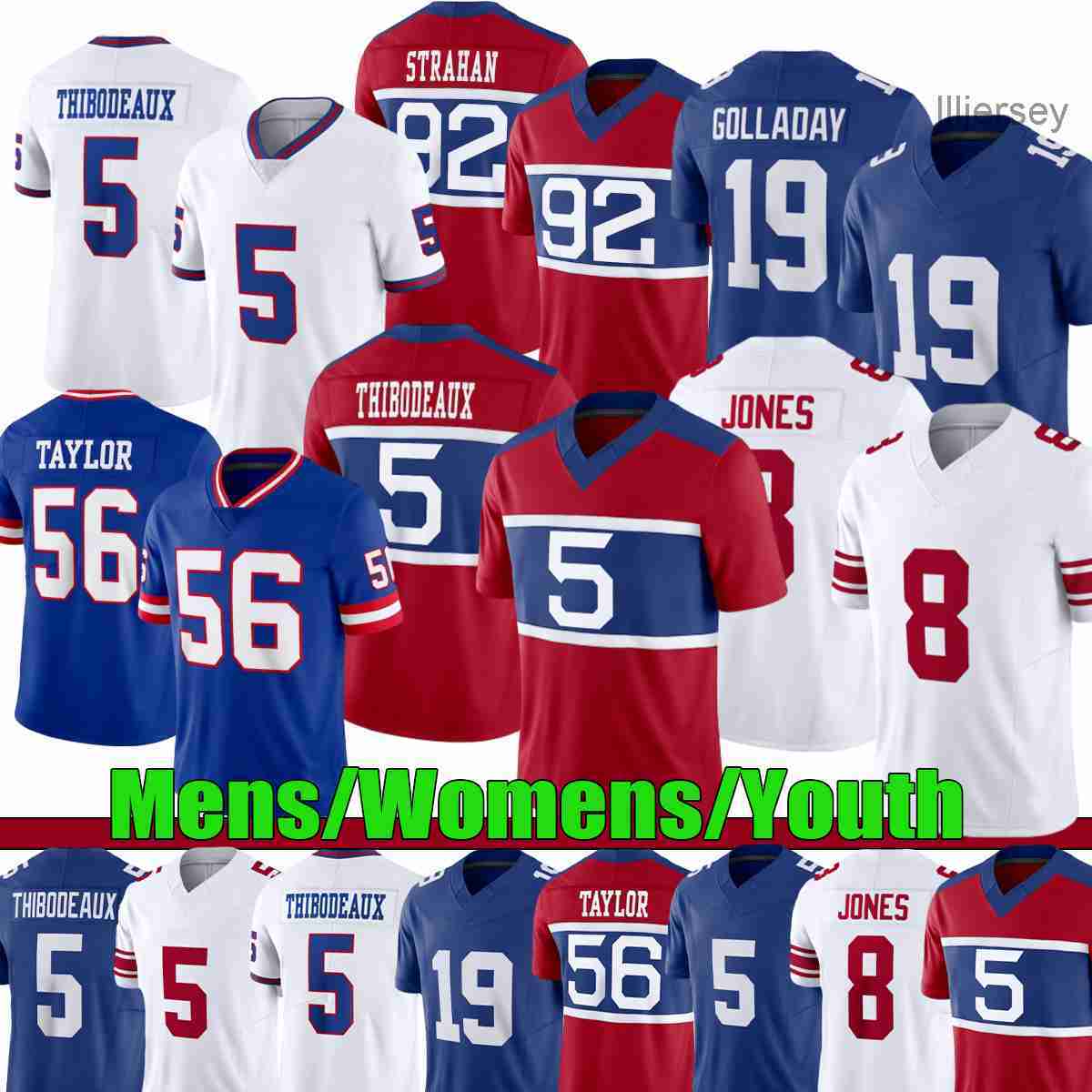 New York city ny Giantsjersey Abdul Carter Malik Nabers Brian Burns Russell Wilson Kayvon Thibodeaux Dexter Lawrence II Taylor Strahan Football Jers