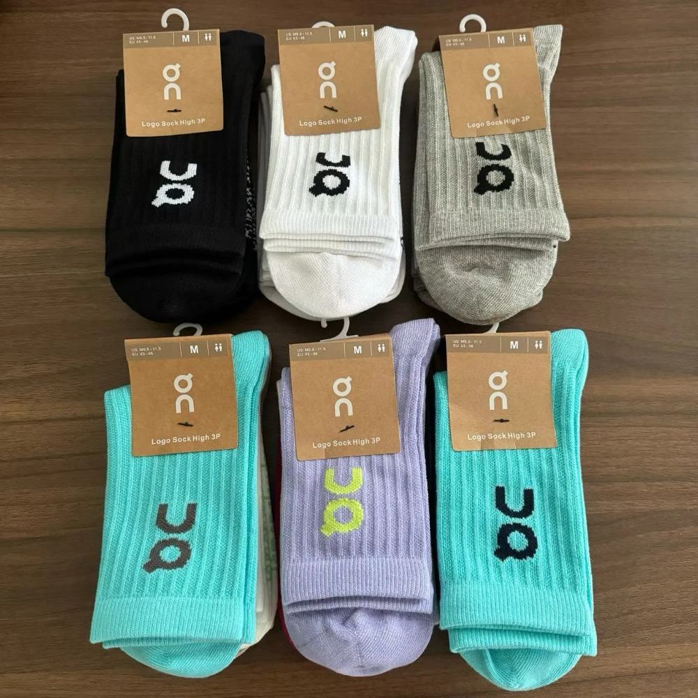 Designer Socks 3 Pairs Couple Style Solid Color Men's Women's Trendy Fashionable Mid Length Socks Cotton Sports Socks