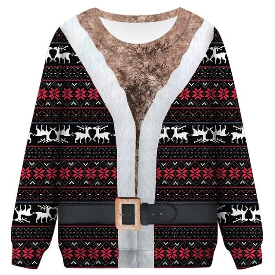 Designer unisex funny pullover 3D print ugly Christmas sweater party hoodie men's Christmas sweater clothing