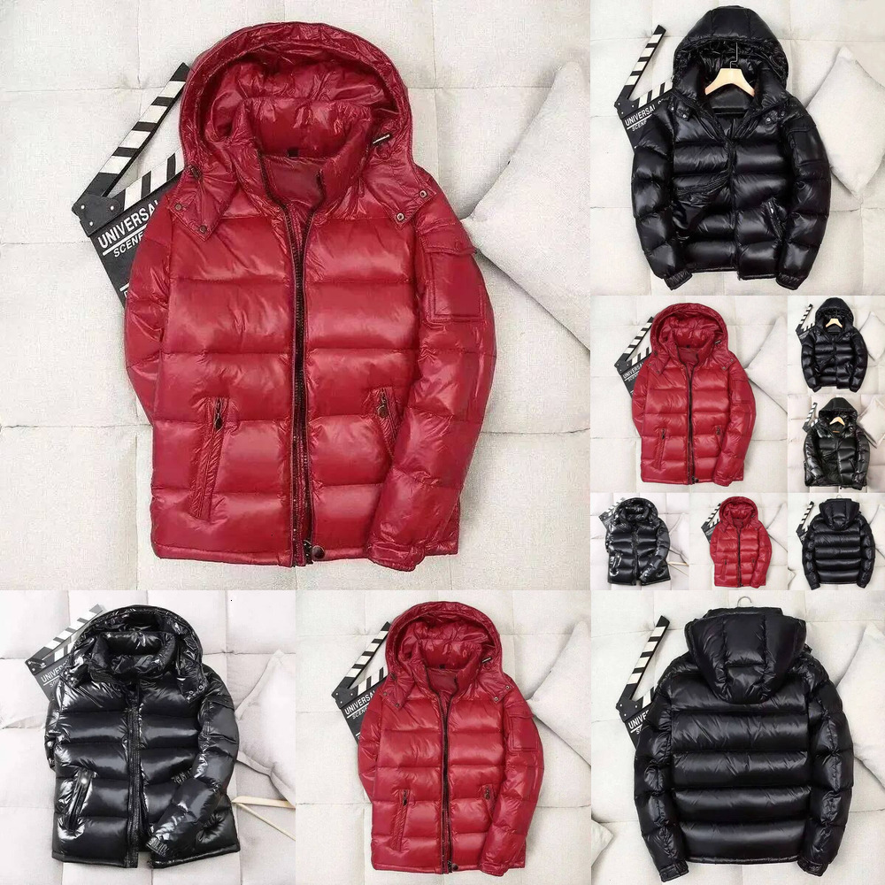 Piumino da uomo di design Cappotto in piumino d'anatra con cappuccio rosso lucido Casual Capispalla caldo antivento Piumino con cerniera per uomo Do