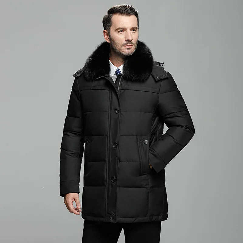 Mens Men's Down Parkas Winter White Duck Down Jacket Coat Warm Hooded Thick Slim Fit Puffer Jacket Coat Male Casual High Quality Overcoat Therm