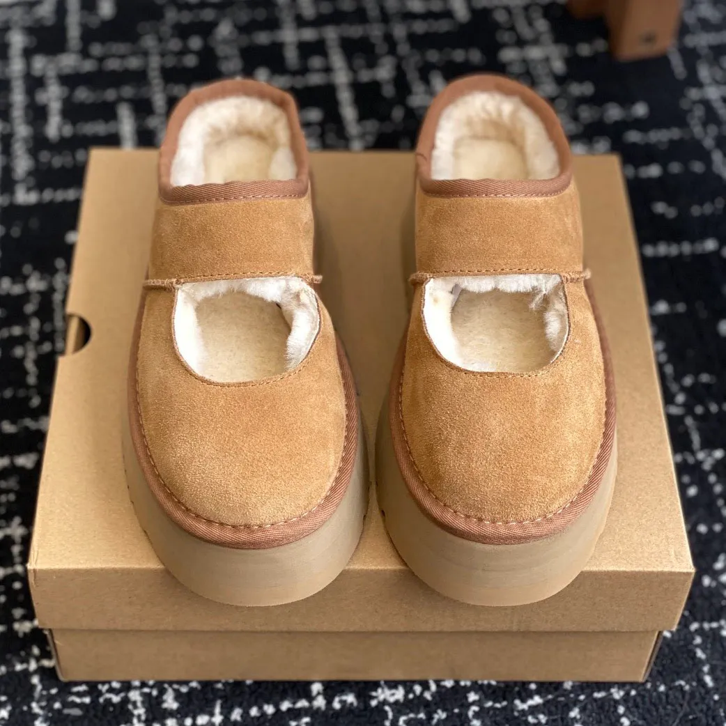Designer Slippers Tasman Slides Cassic Ultra Mini Platform Boot Suede Shearling Disquette Slippers Women Men Slide Ankle Mules Winter Booties 415