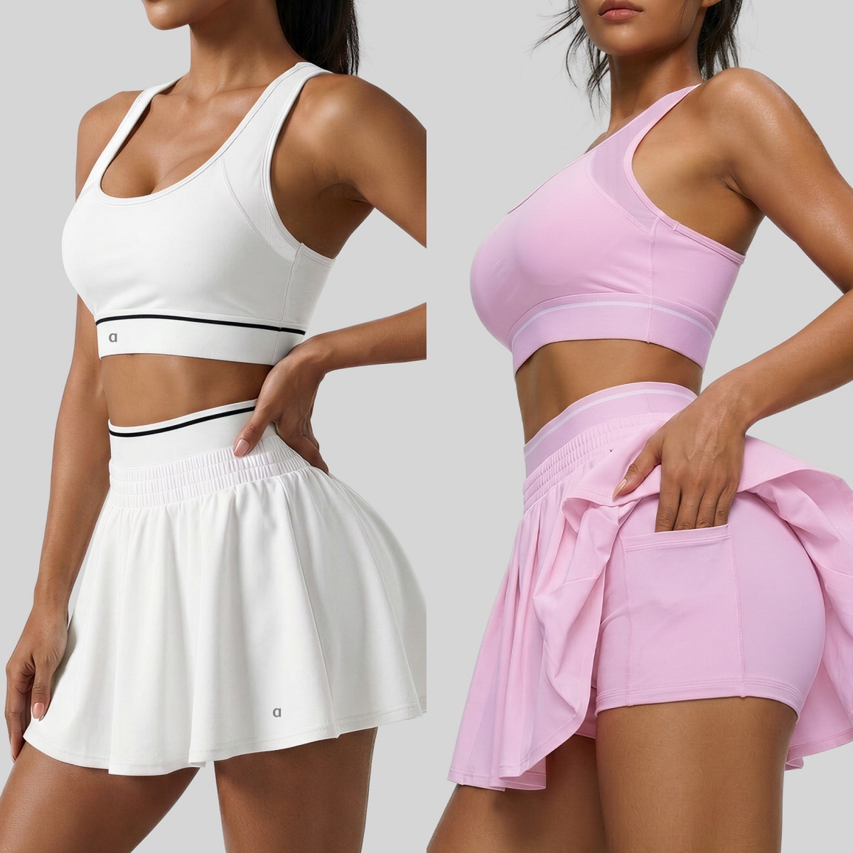 Ensemble de gymnastique Soutien-gorge de yoga ajusté pour femme Robe de tennis taille haute pour femme Jupe de sport Fitness Combinaison de fitne