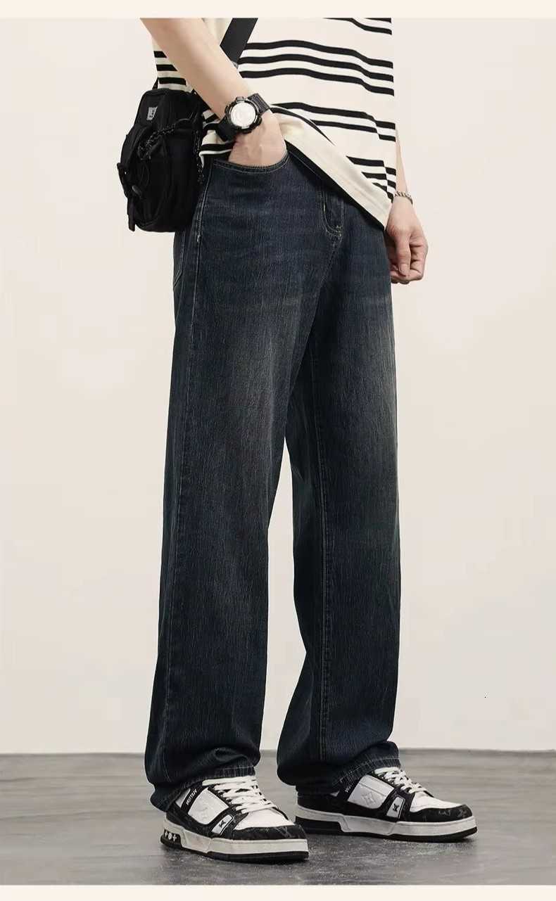 Men's Men's Jeans Straight Fit Vintage Jeans Casual High-Quality Korean Fashion Denim Trousers Male Brand Trousers Four Season Trousers T2