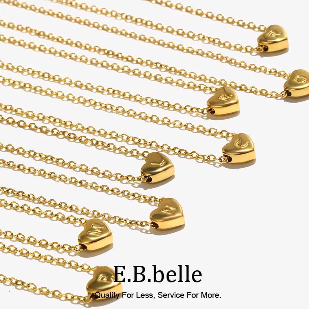 Pendant Necklaces E.B.belle Minimalist Small Love Initial Necklace Jewelry Stainless Steel 18k Gold Plated Mini Heart Letter Pendant Necklace X26092