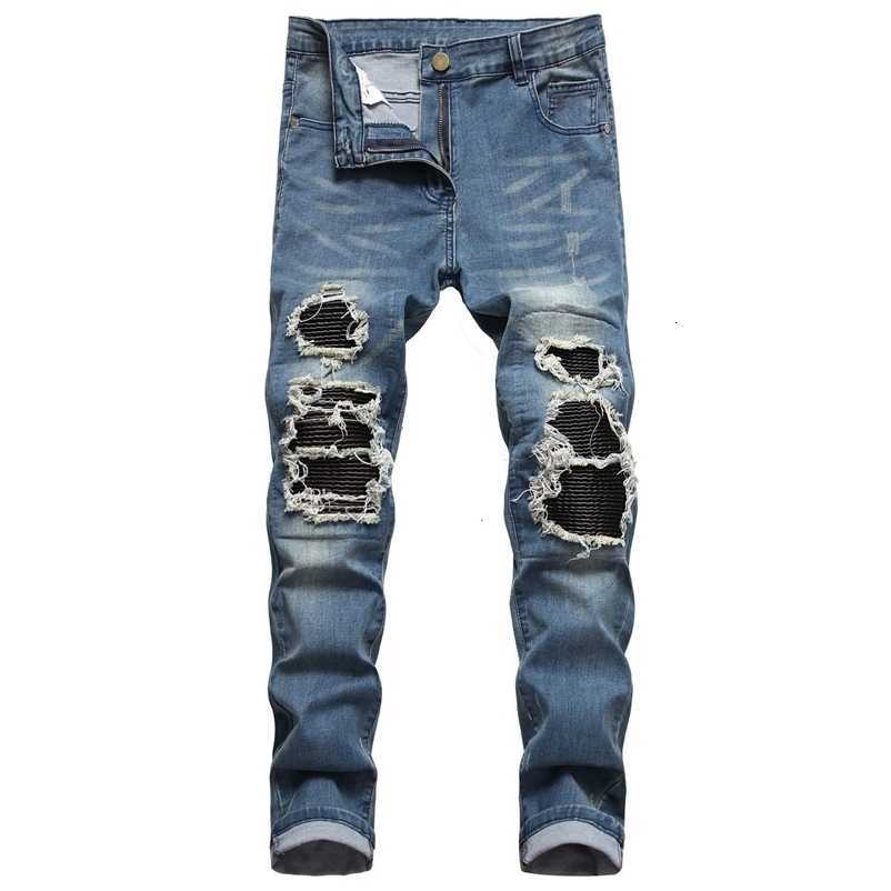 Skinny Men Pencil Pants Ripped Hole Stretch Distressed Washed Waist Denims Male Strtwear Ankle Length Trousers S260922YOCX