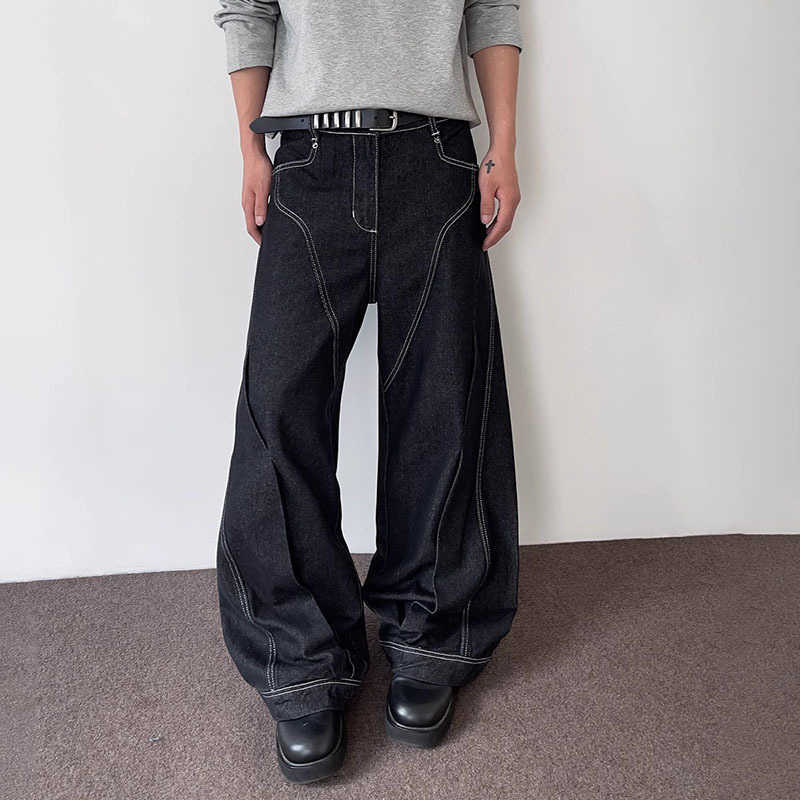 Jeans Spring Men's And Autumn Men'S Curved Jeans Multiple Visible Lines Men'S Straight Leg Pants Flared Jeans Y2k Hip-Hop Pants T2609