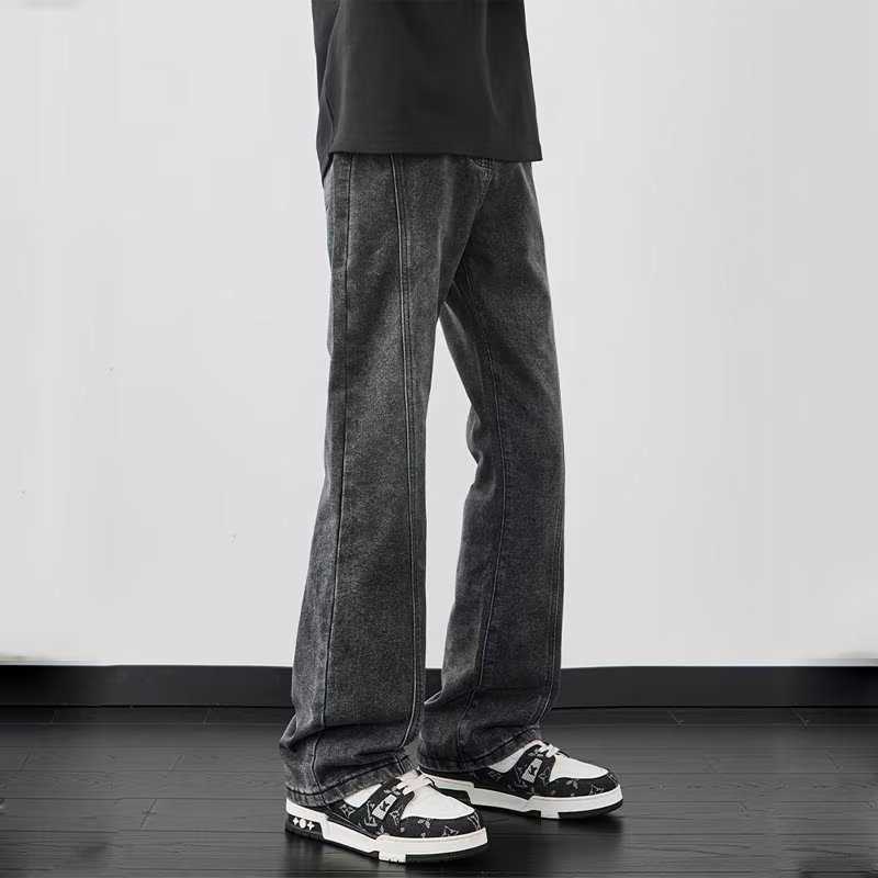 Black Men's Jeans high-end micro flared jeans men's style 2025 spring new flared pants American high street curved casual pants T260922