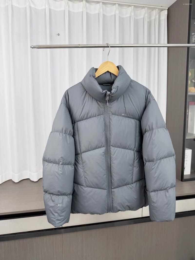 Men's Loose Fit Duck Down Jacket 800 FP White Feather Stand Collar Bread Coat Warm Winter Outerwear Long Sleeve Zipper