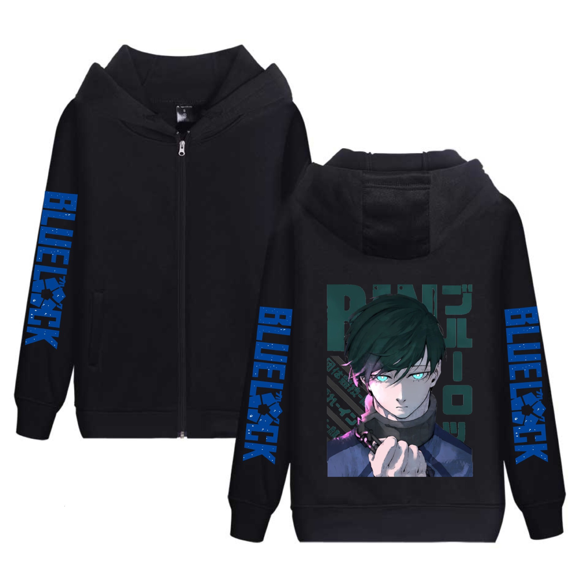 Blue Lock Anime Team Z German Team Kaiser Felpa con cappuccio con cerniera Felpa con cappuccio stile coppia ad asciugatura rapida per uomo donna
