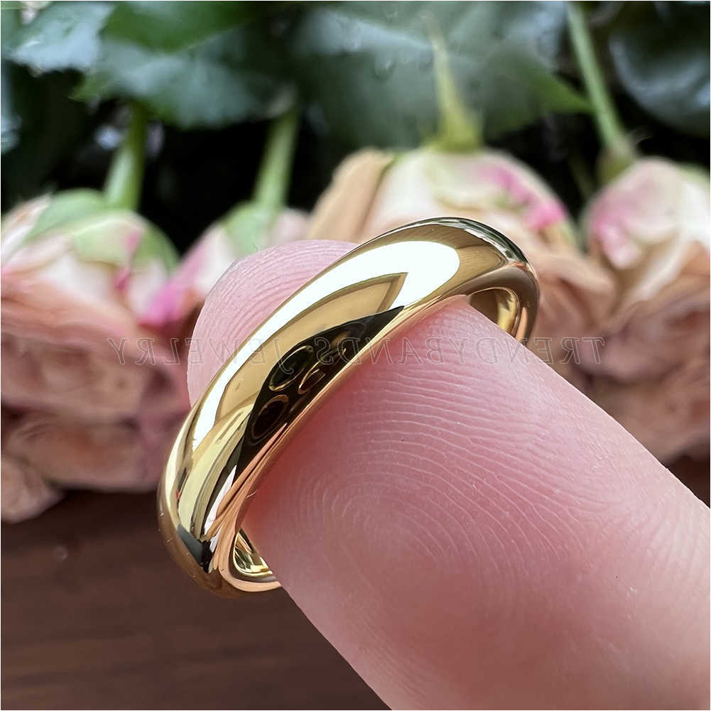 Rings 2mm Band 3mm 4mm 5mm Classic Gold Color Wedding BandTungsten Carbide Rings Women Men Engagement Ring Gift Jewelry Dome Polished BandT260922