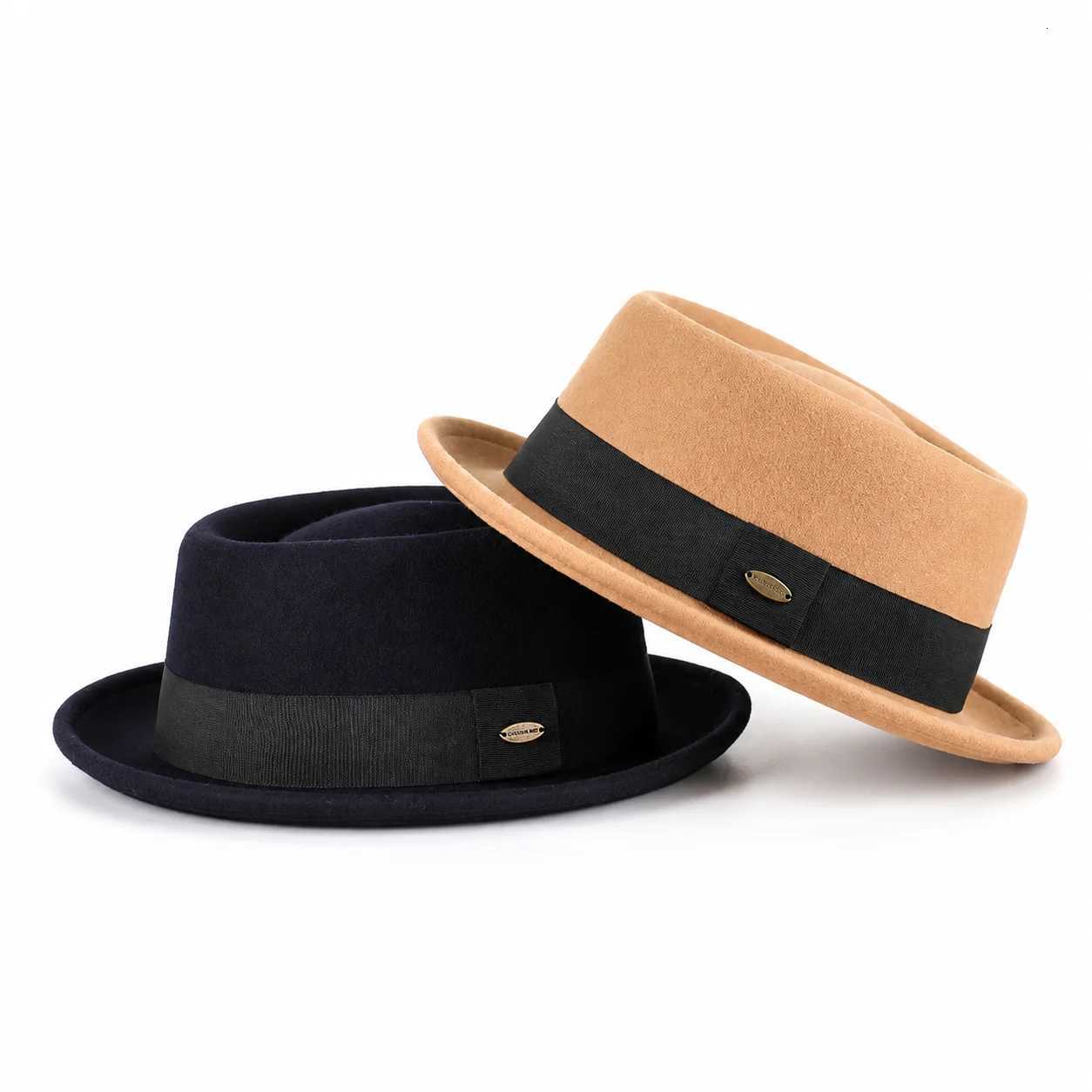 Hats Wide Brim Hats Bucket Pure Wool Fedora Hat Men Women Vintage Ribbon British Gentleman Style Warm Autumn Winter Outdoor Travel French Fashion Ha