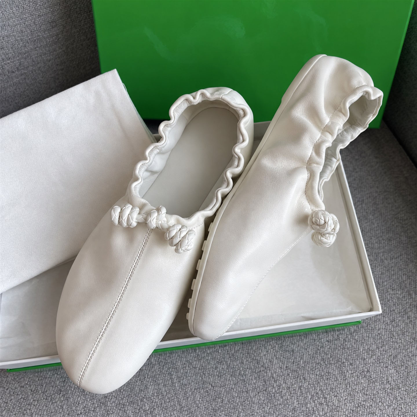 Shoes Women Flats Luxury Designer Leather Slip On Round Toe White Beige Casual Fashion Ballet Bow Elastic Classic Office Party Walking Outdoor Soft