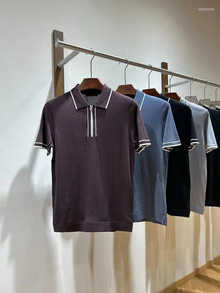 Kiton Italian Summer Long-staple Cotton Yarn Breathable Old Money Wind Knitted Short-sleeved Polo Shirt