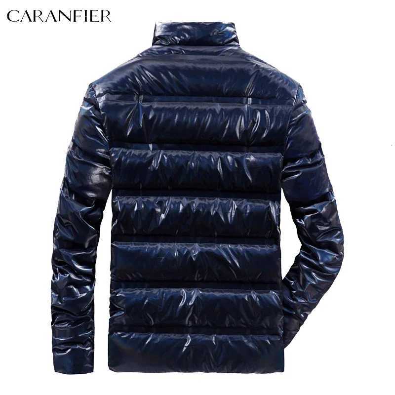 Mens Men's Down Parkas CARANFIER Solid Shiny Winter Down Jacket Thick Warm Stand Collar 90% White Duck Coat Parkas Cube Collage Bread Clothing