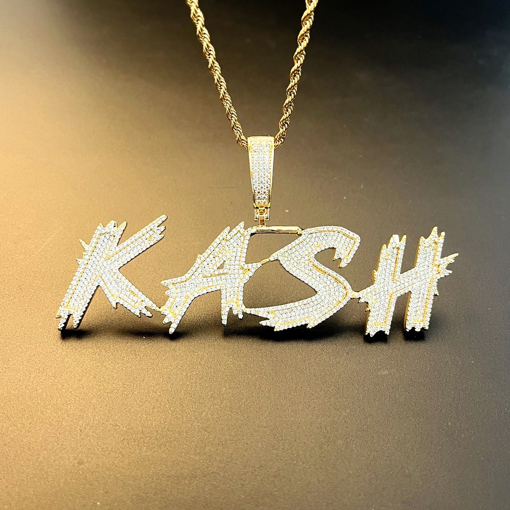 Custom Graffiti Thorn Spike Letter Pendant Men Hip Hop Moissanite Iced 18K Gold S925 Silver Wildstyle Name Necklace Streetwear Custom Jewelry