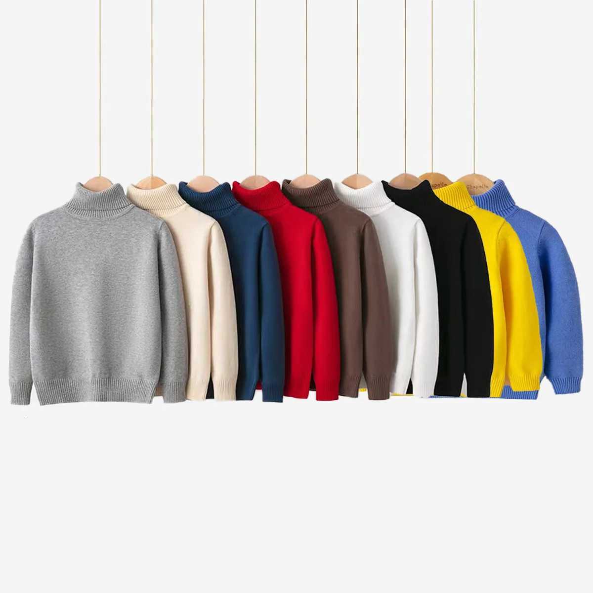 Children's Pullover Winter New Autumn Cotton Sweater Full Sleeve Turtleneck Knitwear Baby Boys Girls Clothing Warm Soft Jumper Pullovers C26092