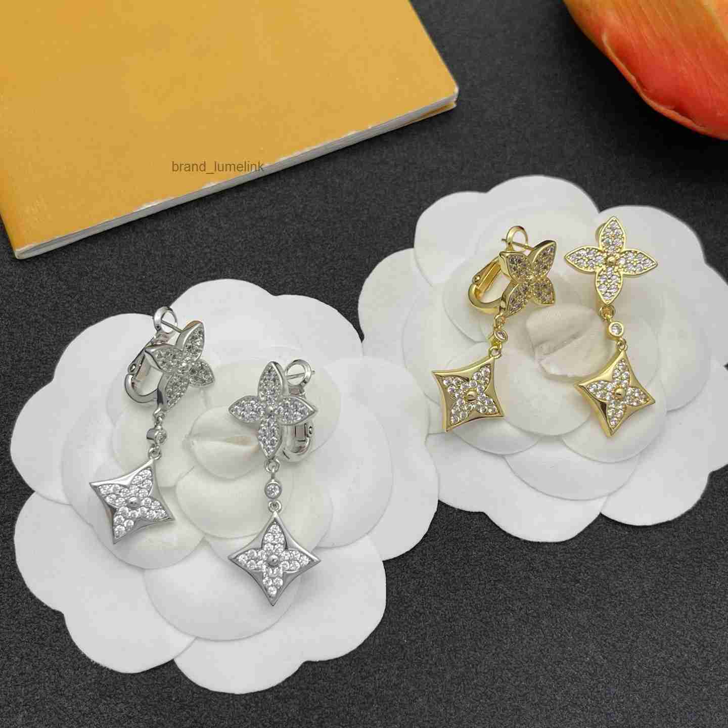 Designer Earrings Ear Stud Real Gold Brass Copper Stamp Letter Fashion Womens Elegance Wedding Party Jewelry Accessories