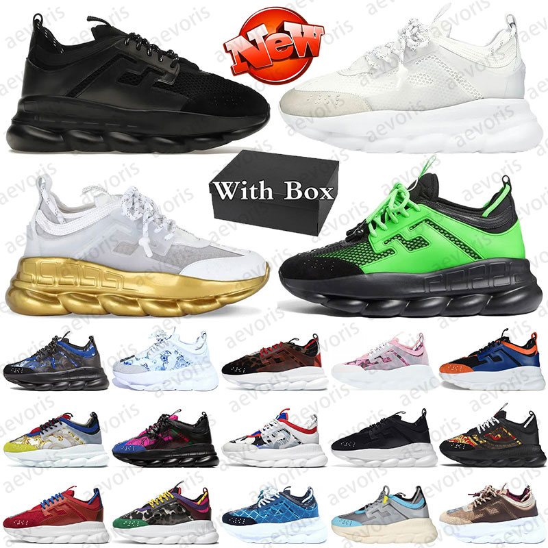 designer chain reaction original Box casual shoes for men women Black Gold Green White mens trainers sneakers womens outdoor daily sports shoe