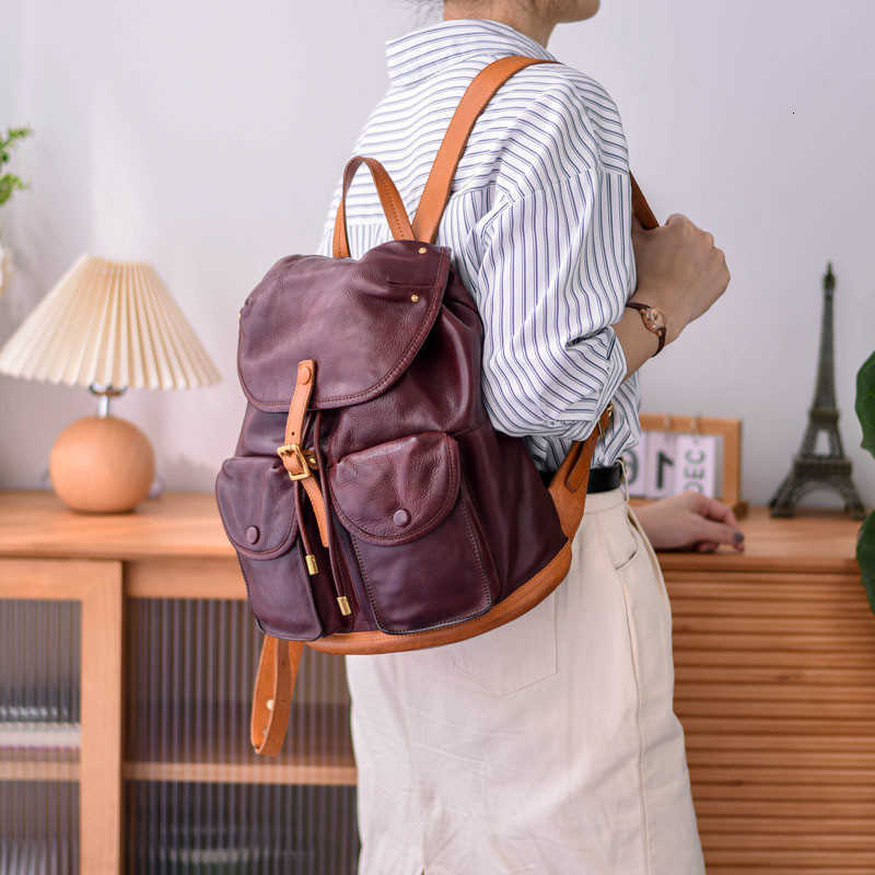 vintage PNDME fashion Backpack Style designer genuine leather women multi-pocket backpack real cowhide travel soft real cowhide female bookbag H2609