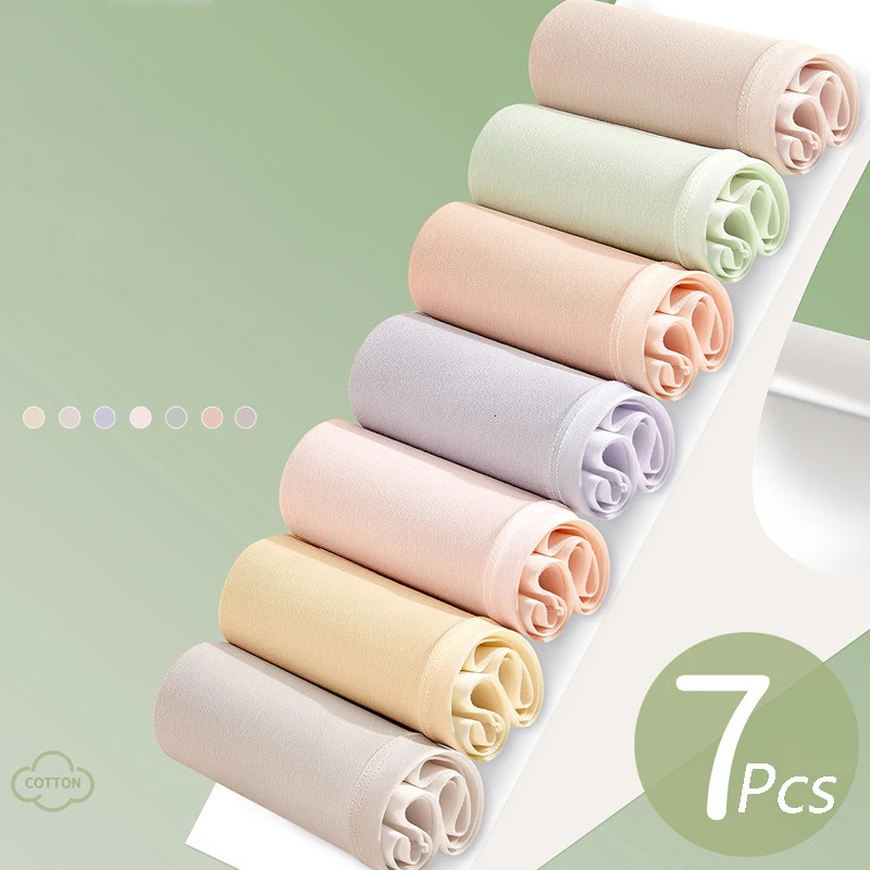 7Pcs Cotton Women's Panties Breathable Underwear Seamless Girls Briefs Solid Panty Soft Underpants Sexy Low-Rise Female Lingerie 260922