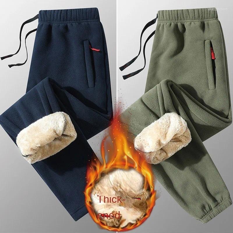 Mens Thermal Sherpa Lined Pants Winter Thick Polar Fleece Jogger Sweatpants Zipper Pocket Drawstring Elastic Waist Casual Sports