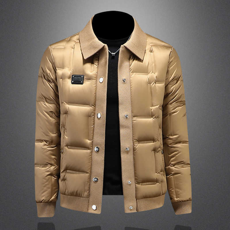 Autumn Men's Down Parkas Minglu Winter Single Breasted Men's Jackets High Quality Solid Color White Duck Down Casual Down Male Coats Plus