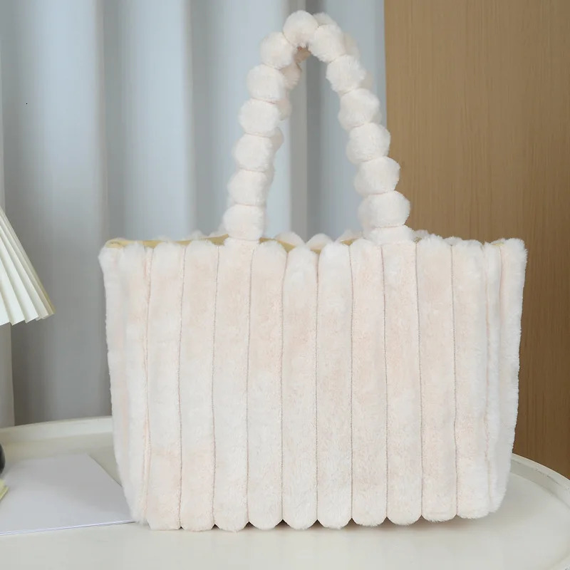 Faux Fur Tote Bag Women Striped Plush Shoulder Bag Large Capacity Fashion Fall Winter Arrival Guangzhou High Quality Bag 260921