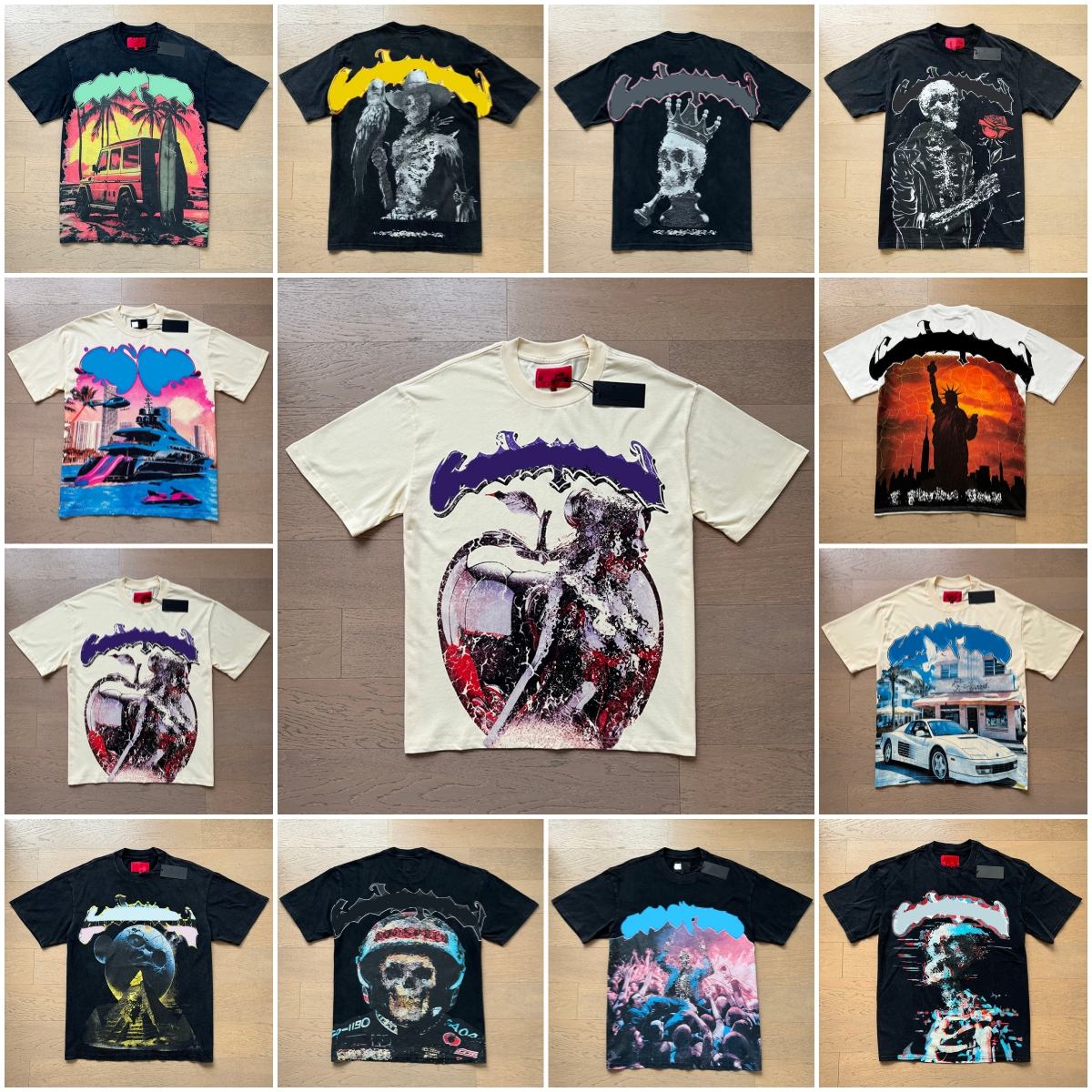 Men Graffiti Print Short Sleeve T-Shirt Drop Shoulder Boxy Fit Cotton Tee Vintage Streetwear Top For Daily Hangout Weekend Party Summer Casual Match