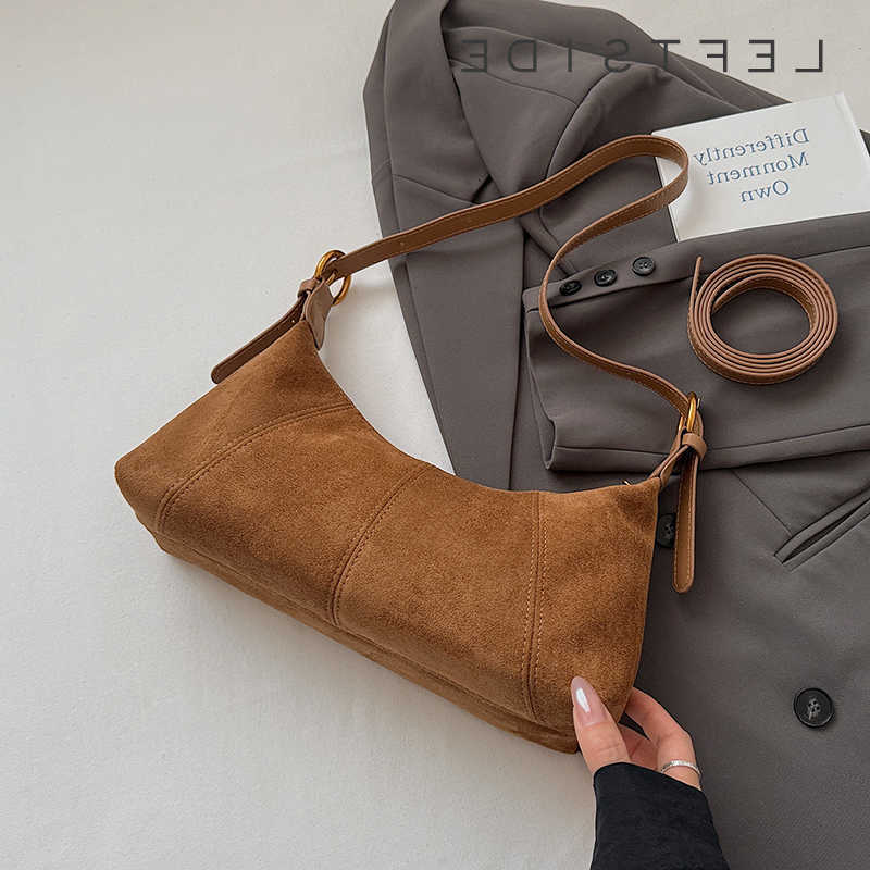 Body LEFTSIDE Faux Cross Suede Underarm Bag 2025 Winter Casual New Shoulder Bag Women's Small Crossbody Bag Handbags and Purses H260922