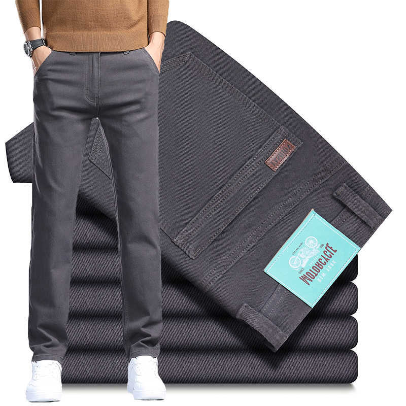 Jeans 2025 Men's New Dark Gray Elastic Jeans Men's Cotton Soft Comfortable Business Casual Denim Pants Korean Clothes Spring Autumn Trouse