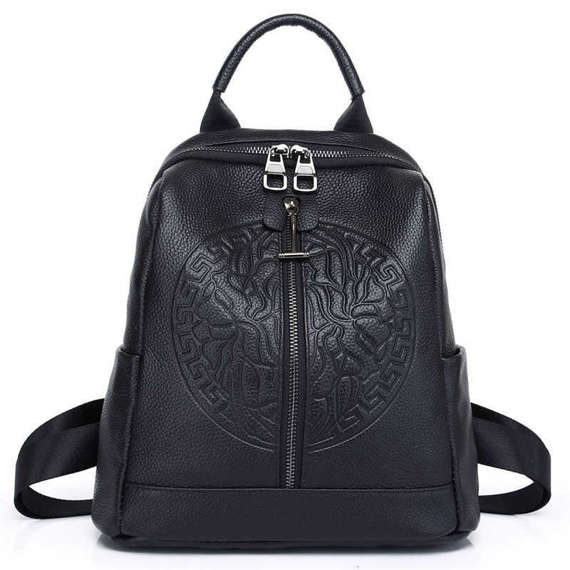 Zaino genuino Zaino in pelle goffrata stile donna Borsa tote in pelle di mucca giovane 2026 Nuova borsa a tracolla in pelle di vacchetta nera H26092