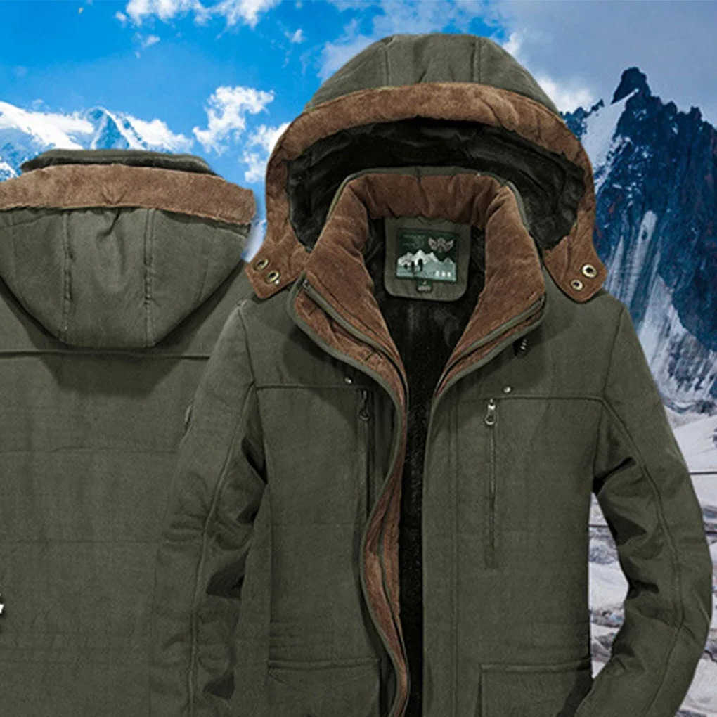 Warm Men's Thick Down Parkas Men's Padded Parkas Cotton Jacket Thick Casual Men's Parkas Winter Trend S-6XL Plus Size Outdoor Winter