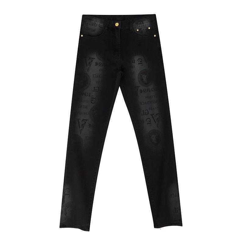 Black Clothes Printed Stretch Fit Skinny Autumn New Casual Long Pants Men's Clothing Daily Outfit S260922X040