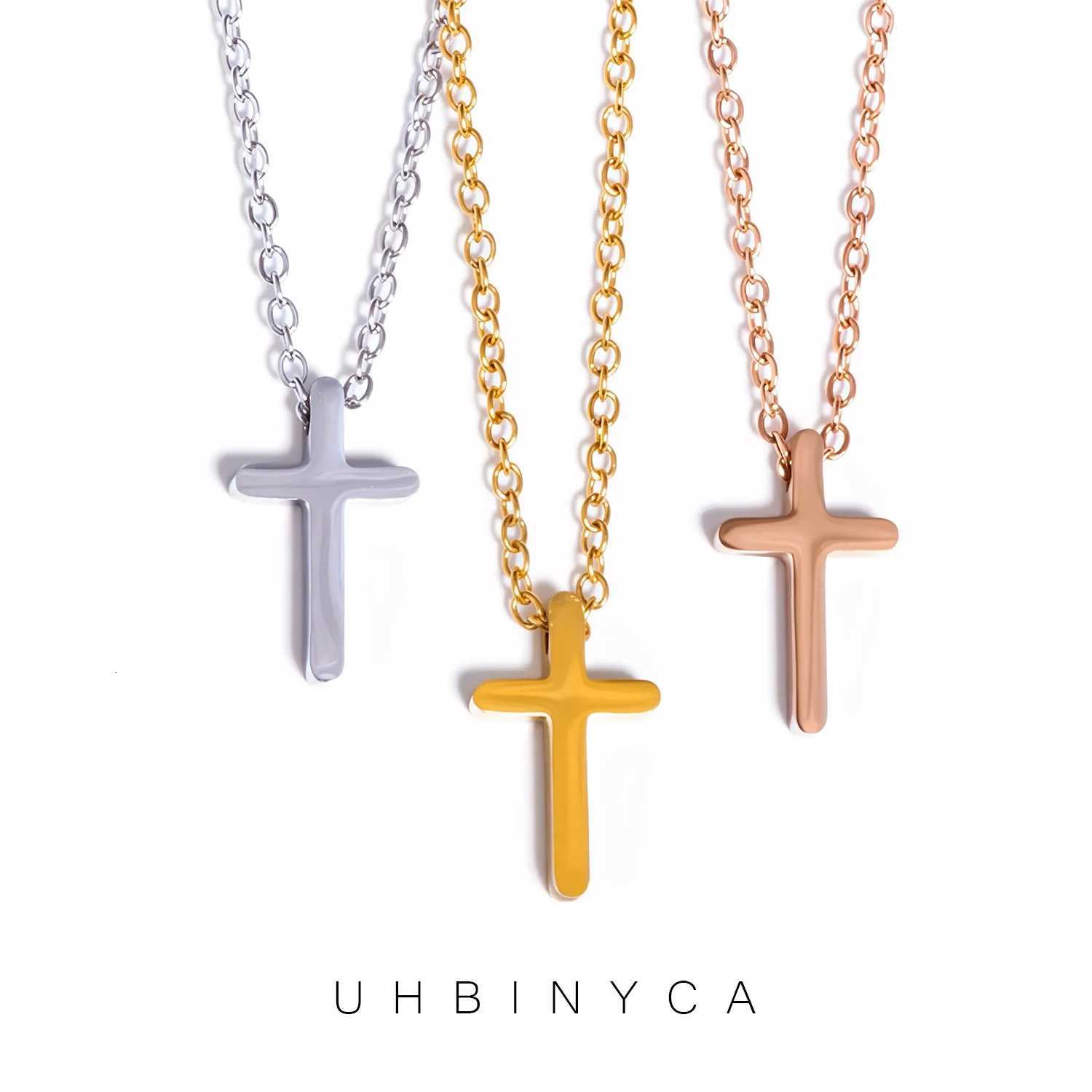 Pendant Necklaces Minimally Smooth Cross Necklace Pendant 18K Gold Color Plated Stainless Steel Fashion Classic Unisex Jewelry Men Women X260921