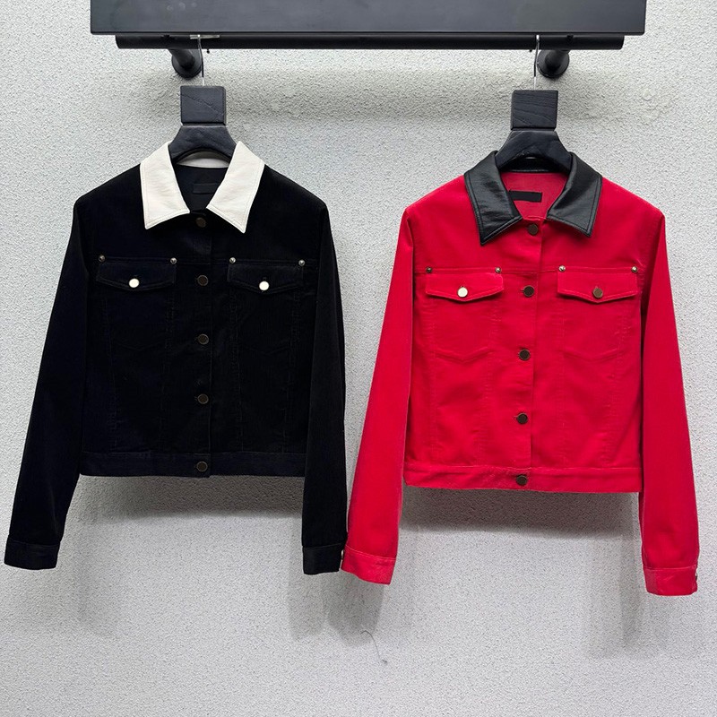 Designer Women Cropped Jacket Faux Leather Collar Button Front Coats Autumn Winter Streetwear Y2K Long Sleeve Overcoat