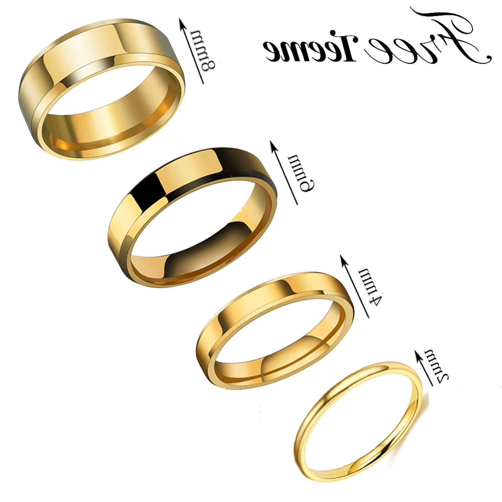 Freeteeme Band Rings Punk 2mm/4mm/6mm/8mm Wide Simple Rings for Women Men Stainless Steel Smooth High Polished Wedding Finger Rings JewelryT260922