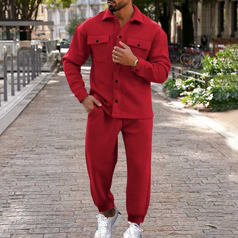 Tracksuits Men's Autumn Men's Winter Outerwear Set High-End Solid Color Suede Single-Button Workwear Ensemble J260921